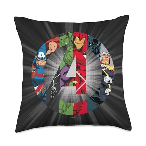 Image of Marvel Avengers Assemble A Logo Throw Pillow, 18x18, Multicolor