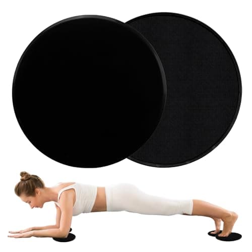 Image of 2Pack Gliding Discs, Dual Sided Core Sliders Core Sliding Discs Exercise Slider Ultimate Core Trainer Gym Home Abdominal Total Body Workout Gliders Gym Use on Carpet Hard Floor for Women Men (Black)