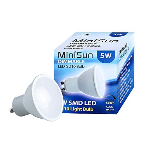 Image of MiniSun | Thermo Plastic Dimmable 5W SMD LED GU10 Light Bulbs | LED Bulbs, Home Décor & Improvement Essential | Pack of 6 | 6500K Cool White