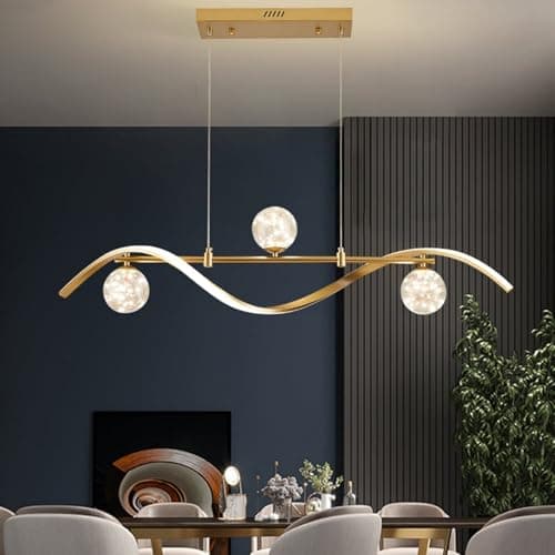 Image of Homary Kitchen Island Lighting, Linear Pendant Light with Glass Globe Shades, Modern Dimmable LED Hanging Light for Dining Room or Bar
