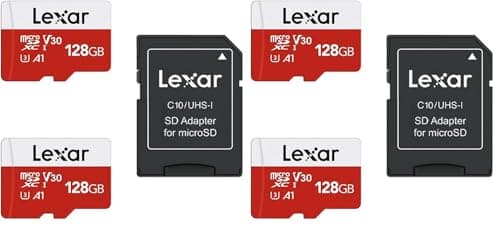 Image of Lexar 128GB 4 Pack Micro SD Card E Series, microSDXC UHS-I Flash Memory Card with Adapter - Up to 100MB/s, A1, U3, Class10, V30, High Speed TF Card (2 microSD Cards + 1 Adapter)