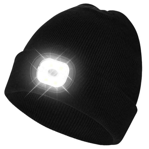 Image of flintronic LED Lighted Beanie Cap, Detachable Super Bright USB Rechargeable Hat, Unisex Winter Warm Knit Beanie