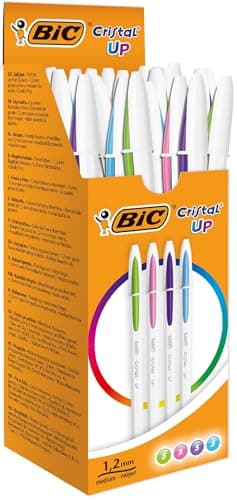 Image of BIC Cristal Up Ballpoint Pens - Assorted Colours, Box of 20 Count (Pack of 1)