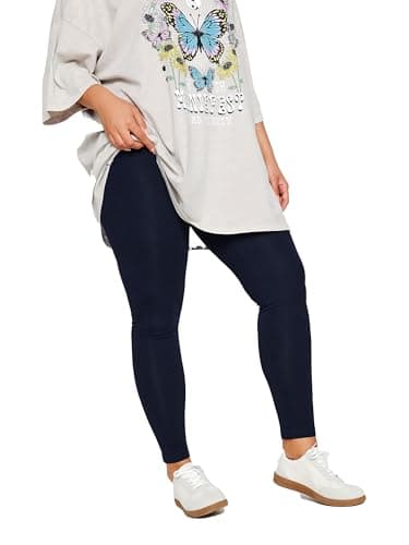 Image of Yours for Good Curve Blue Cotton Stretch Leggings - Women's - Plus Size Curve