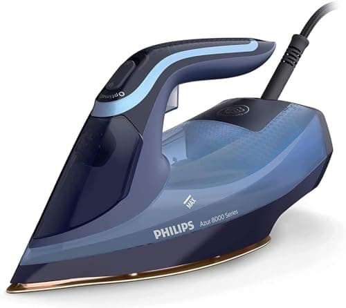 Image of Philips Azur 8000 Series Steam Iron - 55 g/min Continuous Steam, 240 g Steam Boost, 3000 W, OptimalTEMP Technology, SteamGlide Elite, Light Blue (DST8020/26)