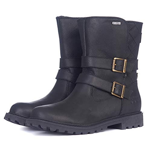 Image of Barbour Womens Sycamore Leather Waterproof Winter Warm Walking Faux Fur Snow Boots - Black - 3