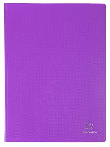 Image of Exacompta - Ref 88526E - Semi-Rigid PP Display Book - Suitable for A4 Documents, Wipeable Cover, 500 Micron Polypropylene, 50 Pockets, 100 Viewing Pages - Purple Cover