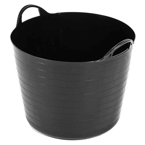 Image of 40 Litres Flexible Plastic Storage Bucket Tubs Black Rubble Container Strong (2)