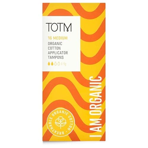 Image of TOTM Organic Tampons with Biodegradable Cardboard Applicator | Medium Pack of 16 | Made from Cotton | Soft & Sustainable Natural Tampons for Leak-Free Comfort