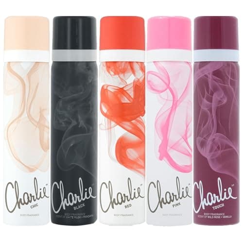 Image of Charlie 5 Body Spray Bundle Giftset for Women – Includes 75ml Chic, Black, Pink, Touch & Red Fragranced Body Sprays – Long-Lasting Fresh Scent Collection Ideal for Everyday Use or Gifting