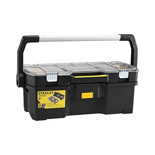 Image of STANLEY Toolbox Tote with Portable Organiser for Tools and Small Parts, Heavy Duty Metal Latch, Removable Dividers, 24 inch, 1-97-514