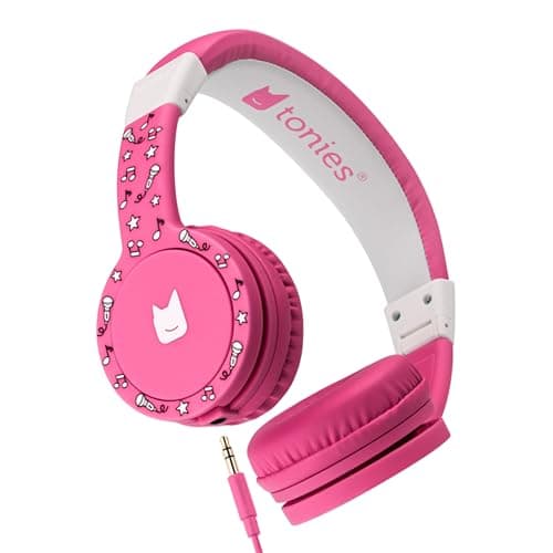 Image of Tonies Foldable Wired Headphones for Kids - Comfortably Designed to fit On-Ear - Works with Toniebox 1 and All 3.5mm Devices - Pink