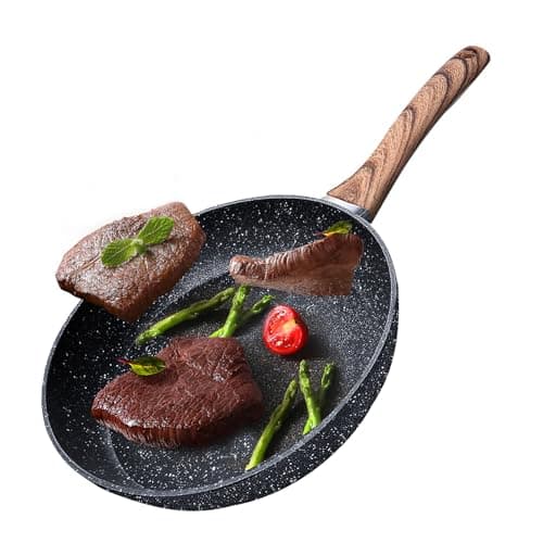 Image of Woobroo 28cm Non-Stick Small Frying Pan with Sturdy Handle - Anti-Scratch, Anti-Stain, Cast Aluminium, Induction Hob Compatible, PFOA Free, Black