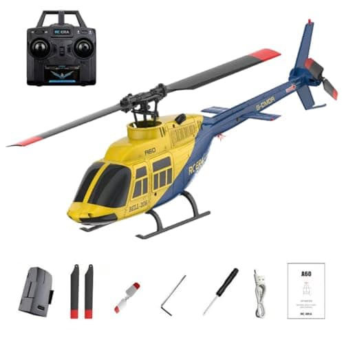 Image of RC ERA A60 Bell 206 RC Helicopter for Adults, 1/42 Scale Single Rotor Flapless RC Helicopter, 6G 6CH Remote Control Aircraft Model with Altitude Hold & One-Key Takeoff Landing (RTF/1Battery)