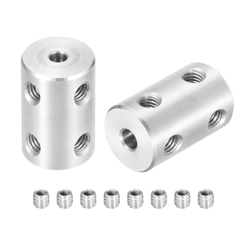 Image of sourcing map Rigid Screw Coupling 3.17mm to 4mm Shaft Coupler Connector L22mm x D14mm Steel Joint Connector Rigid Coupling Set for 3D Printers DIY Encoder with 8 M4 Screw, 2 Pcs