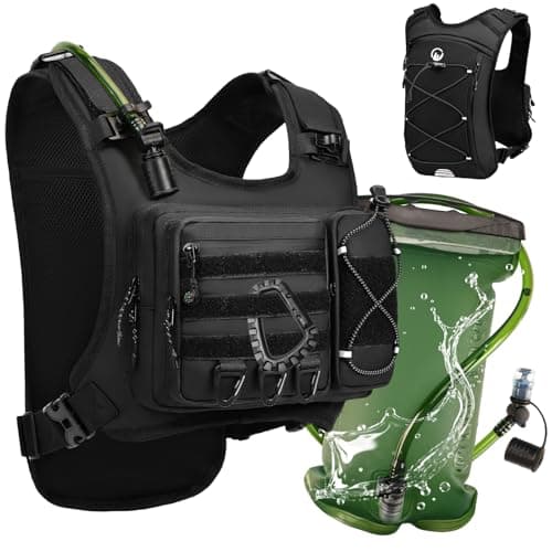 Image of ONETOALL Running Vest with 2L Leakproof Water Bladder, Lightweight Insulated Hydration Backpack, Reflective Tactical Chest Pack for Men & Women Hiking, Cycling, Hunting, Skiing
