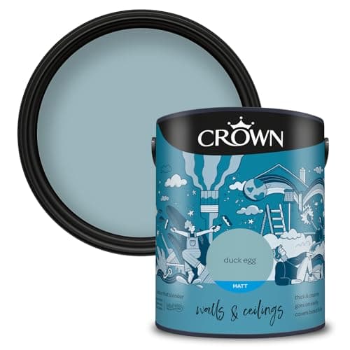 Image of Crown Duck Egg - Matt Emulsion Paint - Water Based, Quick Dry - Duck Egg Paint for Walls & Ceilings - 5L