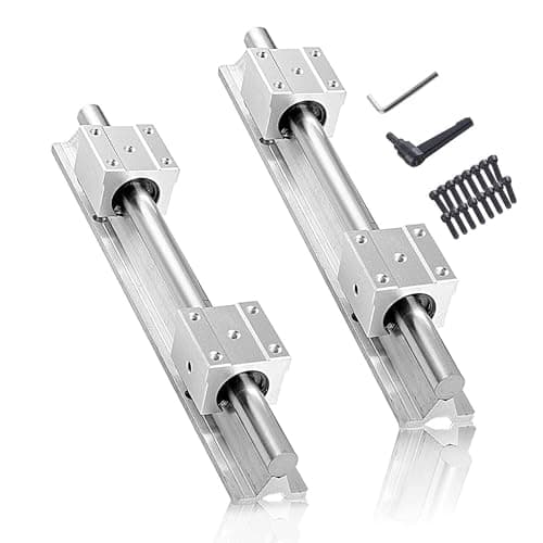 Image of CNCMANS SBR20-300mm Linear Guide 2 Pieces SBR20 Stainless Steel Linear Rail and 4 Pieces SBR20UU Bearing Block CNC Parts for Automated Machines and Equipments (SBR20 11.81inch)