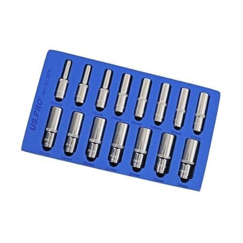 Image of US PRO Tools 15PC 1/2" DR 6pt Deep Sockets 10-24mm in EVA Foam Tray 3976
