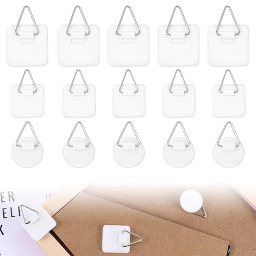 Image of 15 Pack Plate Hangers for Wall, Invisible Adhesive Picture Hangers for Wall Display Holder, Picture Hanging Hooks for Decorative Plates, Photo Frames, Art and Paintings