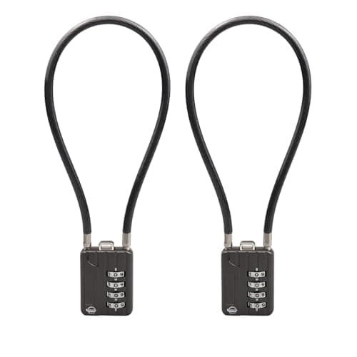 Image of SISAV 4 Digit Cable Combination Locks - 12 inches (30cm) Bold Cable for School Gym Locker, Helmet, Filing Cabinets, Toolbox, Luggage Suitcase, Knapsack - 5mm Diameter - Gun Black