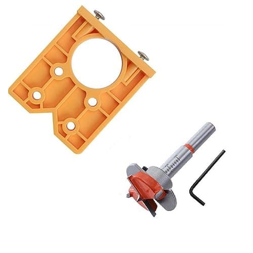 Image of Shallho 35 mm Hinge Hole Opener Hole Locator Template Adjustable Forstner Drill Hinge Hole Puncher Drilling Instructions Locator Woodworking Hinges Hole Opener Tools