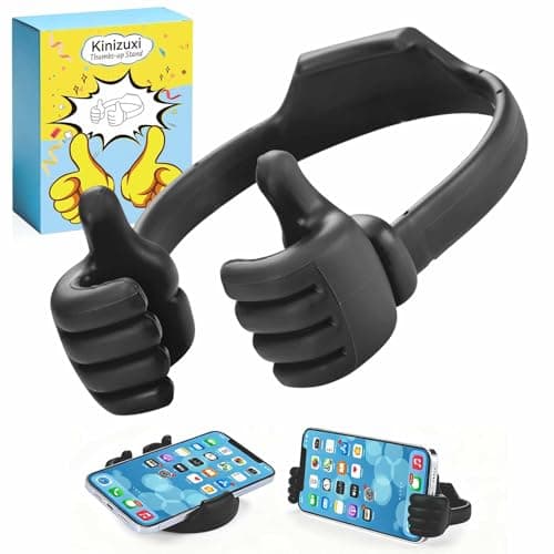 Image of Kinizuxi Thumb Up Mobile Phone Stand, Universal Flexible Silicone Mobile Phone Holder Table, Mobile Phone Holder Stand for iPad Accessories iPhone Holder - Black