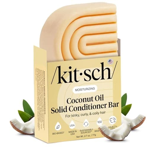 Image of Kitsch Coconut Oil Conditioner Bar 77g - Hair Conditioner For Women and Men - Deep Moisturizing, Nourishes, Hydrate & Soften Damaged Dry Hair - Silicone, Paraben & Sulfate Free