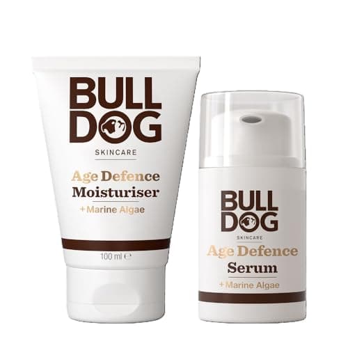 Image of Bulldog Skincare Age Defence Face Moisturiser, 100ml + Age Defence Face Serum for Men, Enriched With Brown Algae, Daily Moisturiser + Serum for Men to Help Combat Signs of Ageing, 50ml