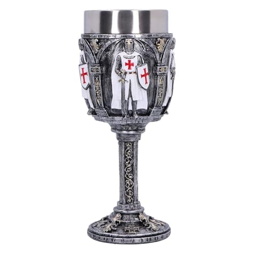 Image of Nemesis Now Valiant White Knight Goblet 18.5cm, Resin, White, Cast in The Finest Resin, Expertly Hand-Painted