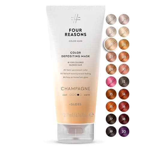 Image of FOUR REASONS Color Mask, Champagne Blonde (27 Colours) – Hair Gloss & Colour Depositing Conditioner – Semi Permanent Hair Toner for Colour-Treated Hair Color For Women – Vegan & Cruelty-Free – 200 ml