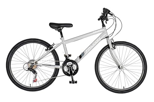 Image of Falcon Cyclone 24" Kids Rigid Bike | Junior MTB Style Girls Boys Sport Bicycle | 18 Speed, Adjustable Height | Grey | Ages 6+