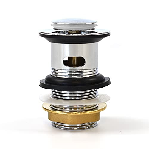 Image of Xcel Home Slotted Chrome Click Clack Basin Waste - Durable Replacement Brass Pop-Up Sink Plug with Seal - Sink Trap Universal Standard G 1 1/4" BSP Connection for Smooth Drainage & Easy Installation