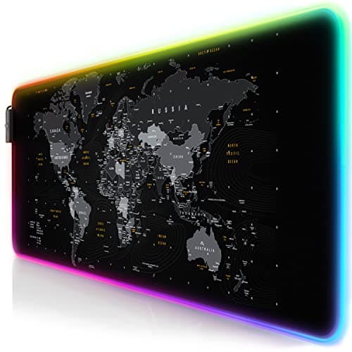 Image of TITANWOLF XXL RGB Gaming Mouse Mat Pad - 800x300mm - XXXL Extended Large LED Mousepad - 11 Multi colors and effect modes - Non Slip Rubber Base - Computer Keyboard Mice Mat for Macbook PC World Map