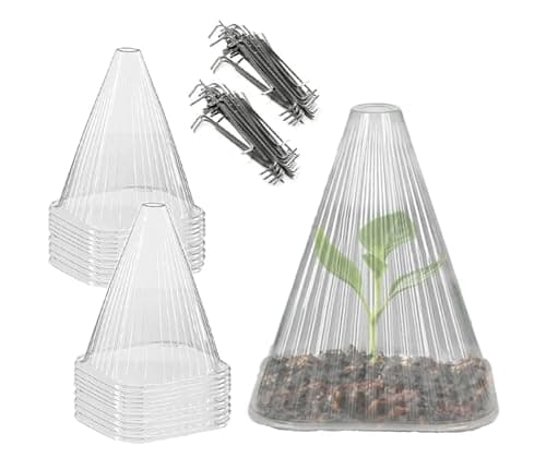 Image of Garden Cloche | Pack of 20 Cloches & 80 Metal Stakes Pegs | Cloches for Growing Vegetables | Garden Dome | Mini Greenhouse Cover | Plant Protector Against Sun, Frost, Birds, Snails, Slugs, Pests