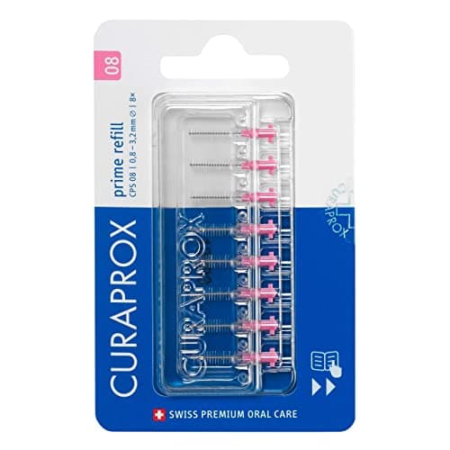 Image of Curaprox Interdental Brush Refills CPS 08 Prime – ISO Size 1, Pink | Ultra-Fine Filaments for Precise Interdental Cleaning | 8-Pieces | Made in Switzerland