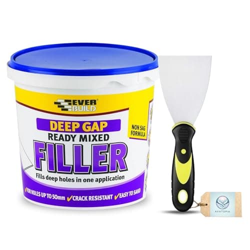 Image of Ever build Deep Gap Filler 1L – Filler for Walls, Wall Filler Ready Mixed for Holes, Cement Ready Mixed, Quick Drying Cement, Crack Filler for Walls and Ceiling, Plaster Filler – with 3" Flexible Tool