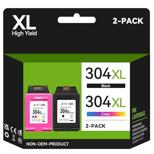 Image of 304XL Ink Cartridges Combo Pack, 304 Ink Cartridge Replacement for HP 304 Ink Cartridges Black and Colour, Printer Ink 304 XL for Envy 5020 5010 5030 5032 DeskJet 2600 2630 2620 3720 2632 3762 3760