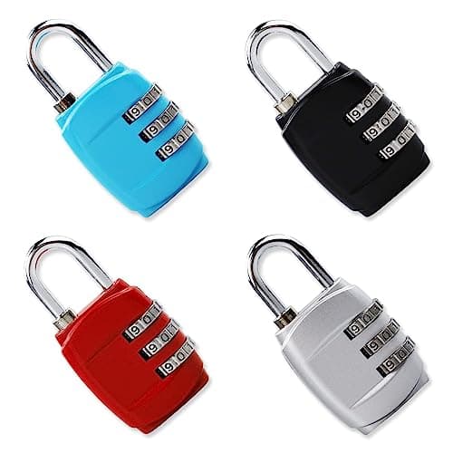 Image of 4 Pieces Luggage Locks Combination Padlocks 3 Digit Combination Padlock Codes with Alloy Body for Gym Lockers Travel Bag Suit Case Fence gate Shed Garage Bike Locks (4 pcs)