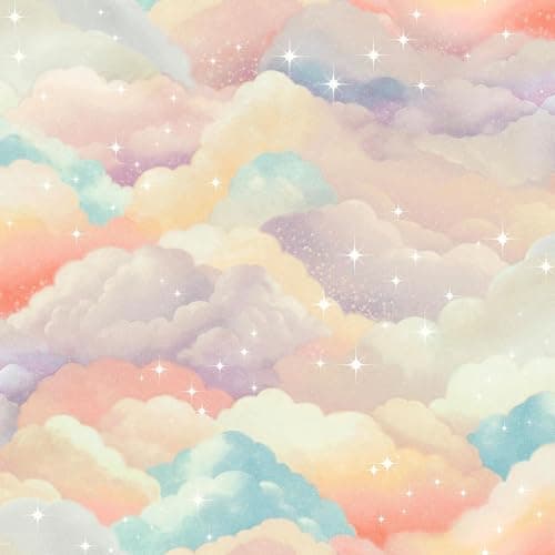 Image of Holden Storybook Dreamland Cloud Theme Wallpaper for Kids Bedroom, Nurseries, Playrooms Stars and Glitter Effect Multi 14130