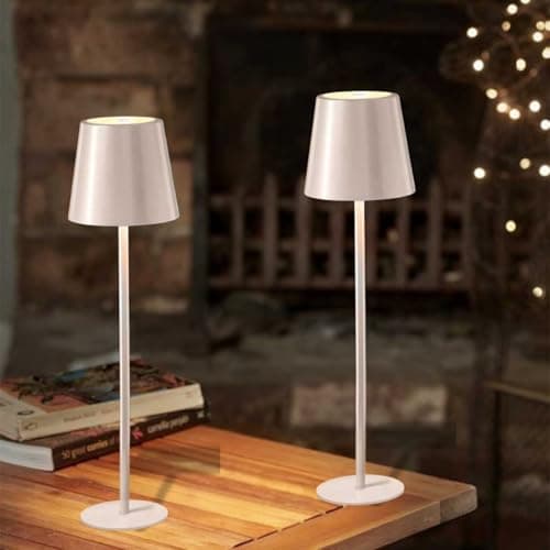 Image of Marco Paul Ivory Touch Lamps Bedside Set of 2 Versatile Table Lamps for Bedroom 2400 mAh LED Rechargeable Light Lights for Bedroom Durable Rechargeable Lights Indoor Lamp Tables for Living Room
