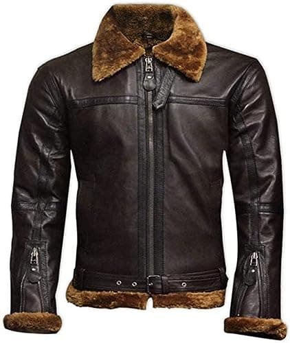 Image of Mens Raf Aviator Leather Jacket B3 Flying Bomber Fashion WW2 Pilot Winter Sheepskin Leather Jacket (as8, alpha, m, regular, regular, Brown Sheep With Brown Fur)
