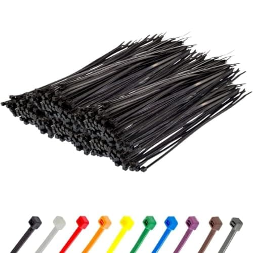 Image of Gocableties Black Cable Ties, 200mm x 4.8mm, Bulk Pack of 1000, 8” Premium Nylon Zip Ties, Multi-Purpose Plastic Tie Wraps, Secure Self-Locking Mechanism, for Home, Garden, Office and DIY