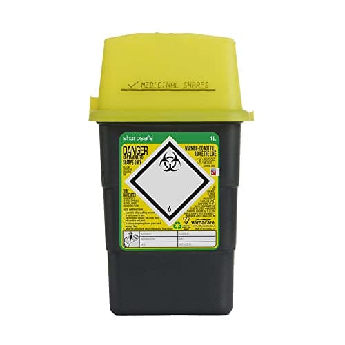 Image of Sharpsafe 1 Litre 5th Generation Yellow /Grey -Sharps Bin Clinical Waste Disposal