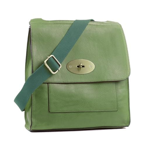 Image of AOSSTA Women's Cross-Body Bags Leather Large/Medium Cross Body Messenger Bag Shoulder Bag (Green, L)