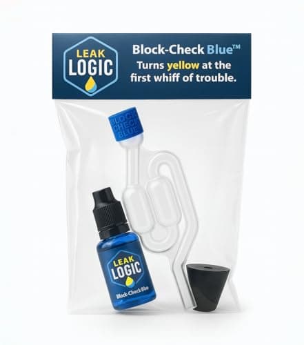 Image of LeakLogic Block-Check Blue Cylinder Head Gasket Tester Kit CO2 Combustion Leak Gas Test Universal for All Cars and Motorcycles Petrol Diesel Block Rapid Engine Leak Detector for 15 Tests