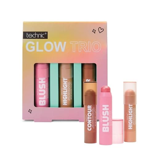 Image of Technic Glow Trio Stick Set – Easy-to-Apply Cream Blusher, Highlighter & Contour for a Sculpted, Radiant Glow - Makeup Gift