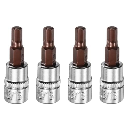 Image of sourcing map 4pcs 3/16" Hex Bit Socket 1/4" Square Drive SAE Extension Impact Bit Power Nut Driver Set S2 & CR-V Steel Socket Ratchet Wrench Bits
