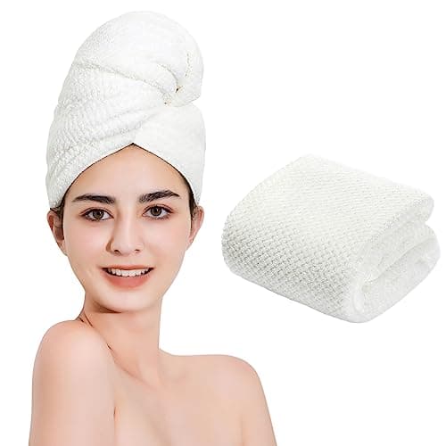 Image of Laojbaba Microfiber Hair Towel Quick Dry Hair Towel Hair Drying Towels Suitable for All Kinds of Hair Ultra Absorbent Long and Thick Hair 20X40inch White (1pcs)