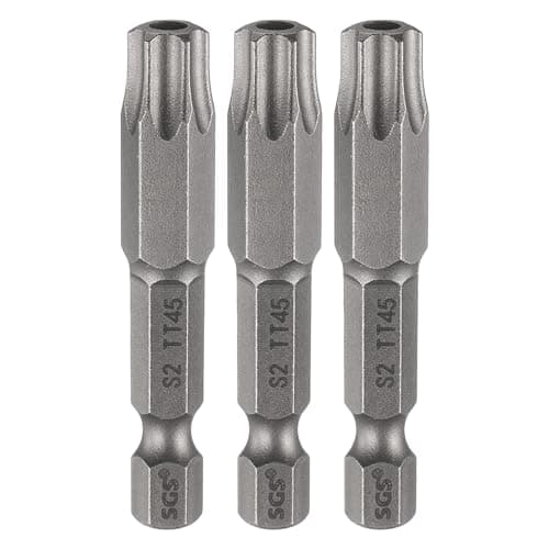 Image of sourcing map 3pcs TT45 Security Torx Head Screwdriver Bit 2" (50mm) Long 1/4" Hex Shank Magnetic Tamper Proof 6 Point Star Screw Driver Drill Bits S2 Steel Hole Tip Industrial Power Tools